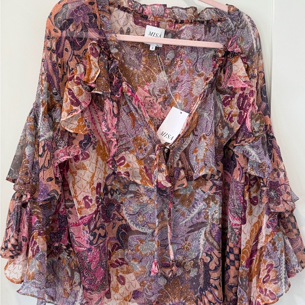 Misa Floral Ruffle Gypsy Top